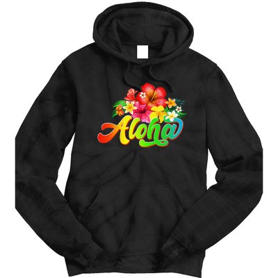 Aloha Flowers Hawaiian Funny Hawaii Beach Luau Party Tie Dye Hoodie