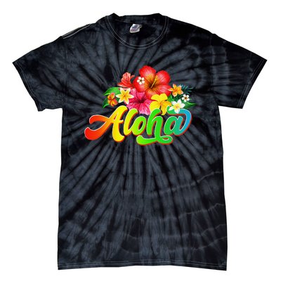 Aloha Flowers Hawaiian Funny Hawaii Beach Luau Party Tie-Dye T-Shirt