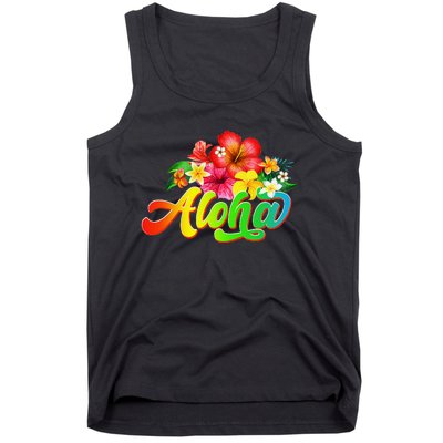 Aloha Flowers Hawaiian Funny Hawaii Beach Luau Party Tank Top