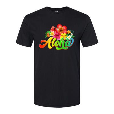 Aloha Flowers Hawaiian Funny Hawaii Beach Luau Party Softstyle® CVC T-Shirt