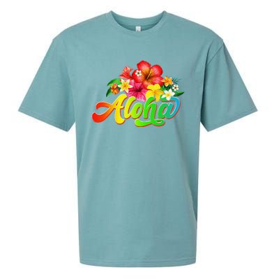 Aloha Flowers Hawaiian Funny Hawaii Beach Luau Party Sueded Cloud Jersey T-Shirt