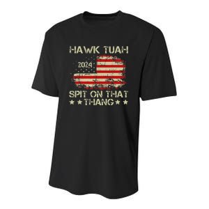 American Flag Hawk Tuah 24 Spit On That Thang Youth Performance Sprint T-Shirt