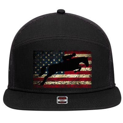 American Flag Horse Riding Show Jumping 7 Panel Mesh Trucker Snapback Hat