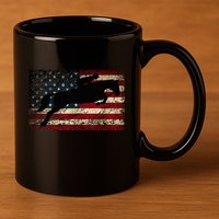 American Flag Horse Riding Show Jumping 11oz C Handle Ceramic Mug