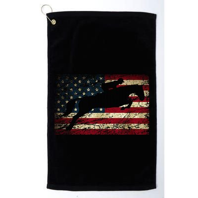 American Flag Horse Riding Show Jumping Golf Towel