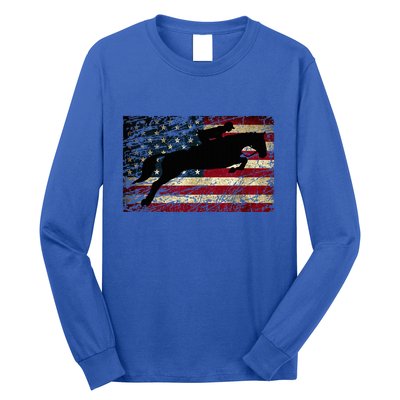 American Flag Horse Riding Show Jumping Long Sleeve Shirt