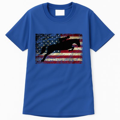 American Flag Horse Riding Show Jumping Tall T-Shirt