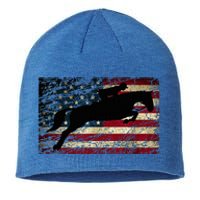 American Flag Horse Riding Show Jumping Sustainable Beanie