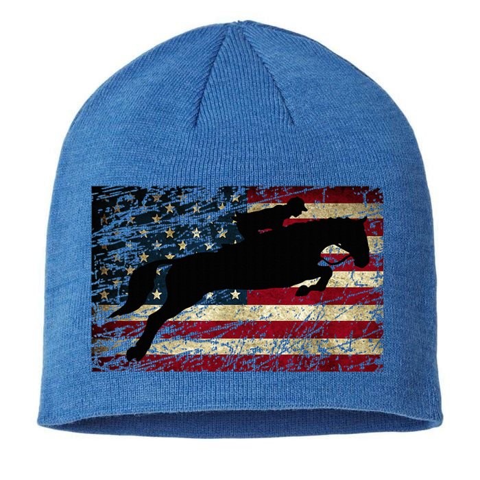 American Flag Horse Riding Show Jumping Sustainable Beanie