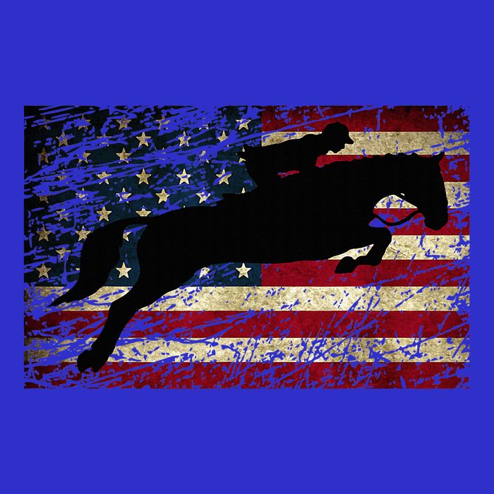 American Flag Horse Riding Show Jumping Kids T-Shirt