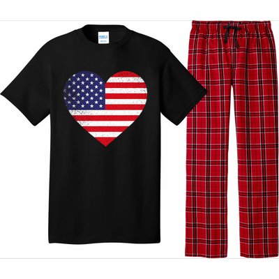 American Flag Heart 4th Of July USA Love Patriotic Pride Pajama Set