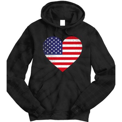 American Flag Heart 4th Of July USA Love Patriotic Pride Tie Dye Hoodie