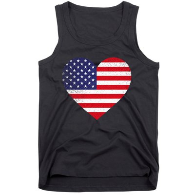 American Flag Heart 4th Of July USA Love Patriotic Pride Tank Top