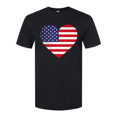 American Flag Heart 4th Of July USA Love Patriotic Pride Softstyle® CVC T-Shirt