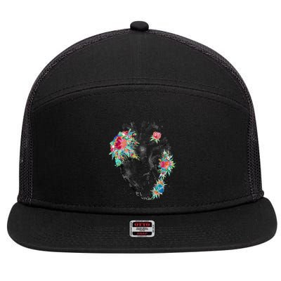 Anatomical Flower Heart 7 Panel Mesh Trucker Snapback Hat