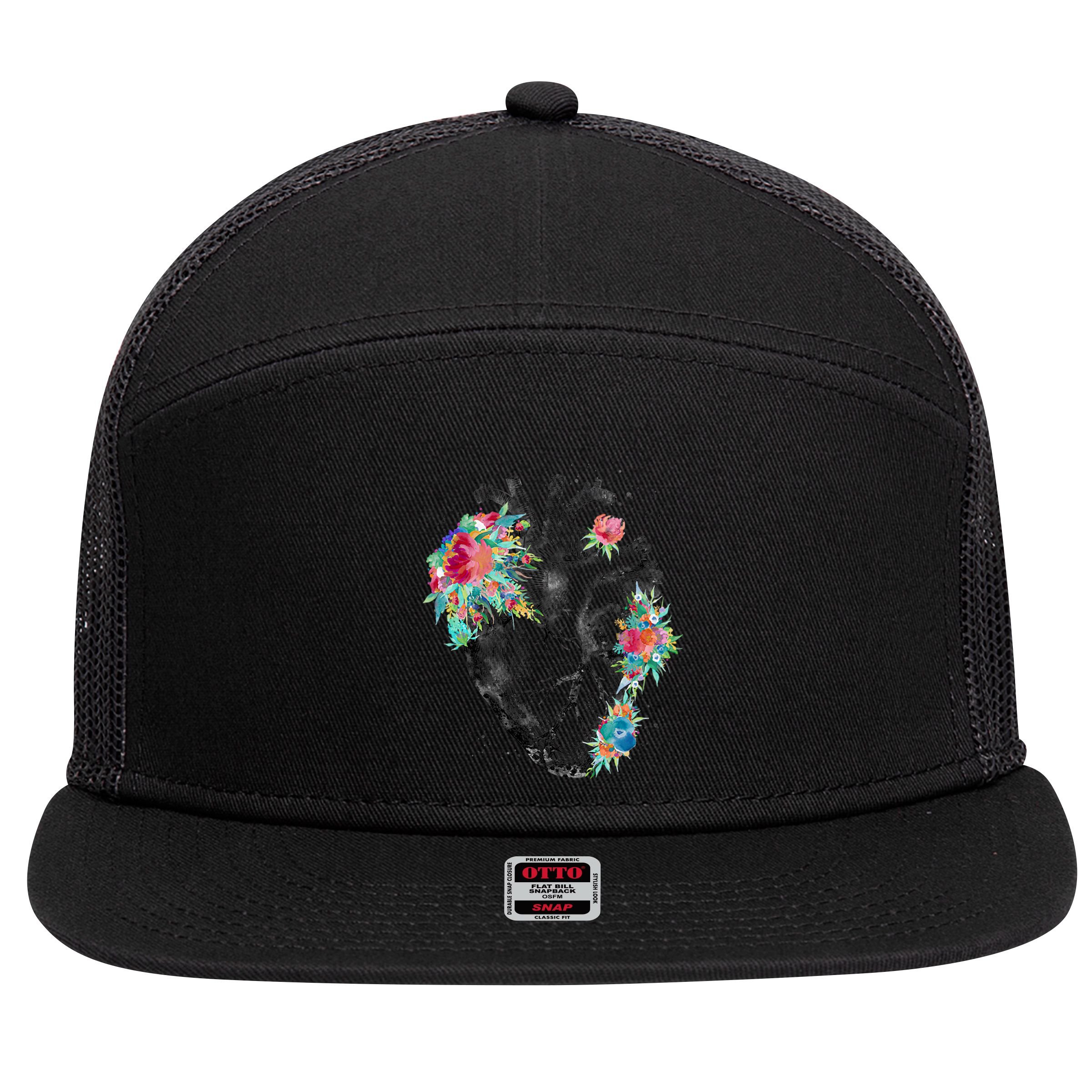 Anatomical Flower Heart 7 Panel Mesh Trucker Snapback Hat