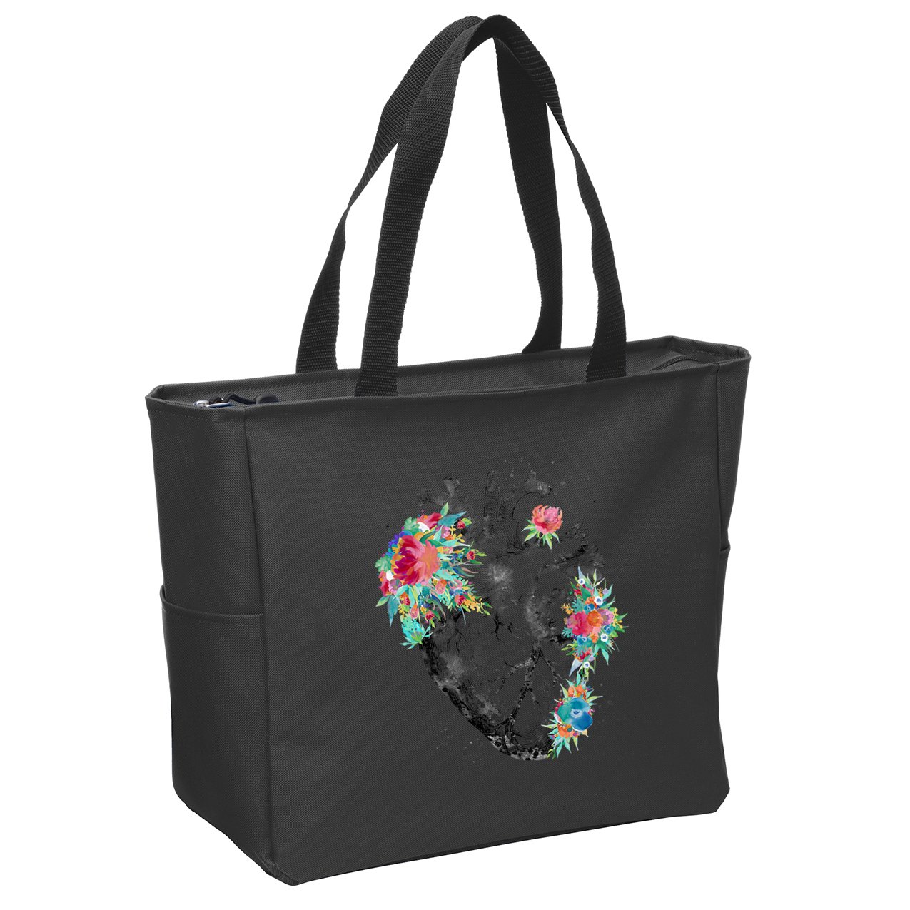 Anatomical Flower Heart Zip Tote Bag