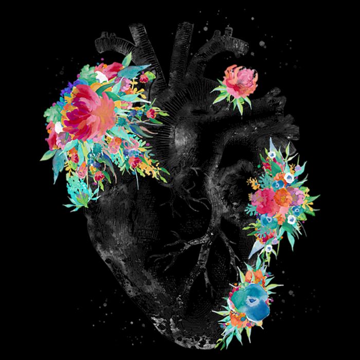 Anatomical Flower Heart Zip Tote Bag