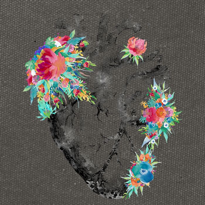Anatomical Flower Heart Cotton Canvas Backpack