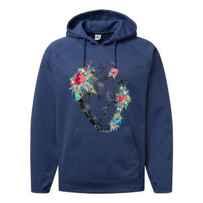 Anatomical Flower Heart Performance Fleece Hoodie