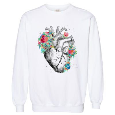 Anatomical Flower Heart Garment-Dyed Sweatshirt