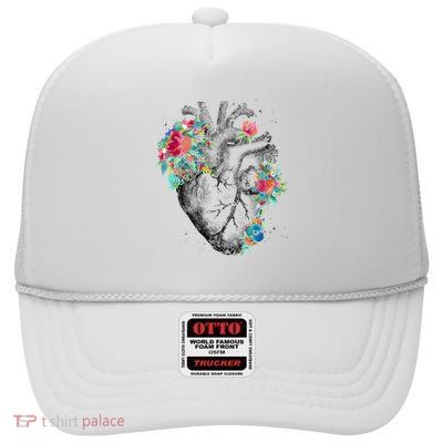 Anatomical Flower Heart High Crown Mesh Back Trucker Hat