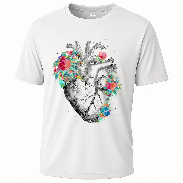 Anatomical Flower Heart Cooling Performance Crew T-Shirt