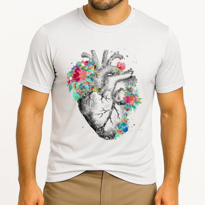 Anatomical Flower Heart Cooling Performance Crew T-Shirt