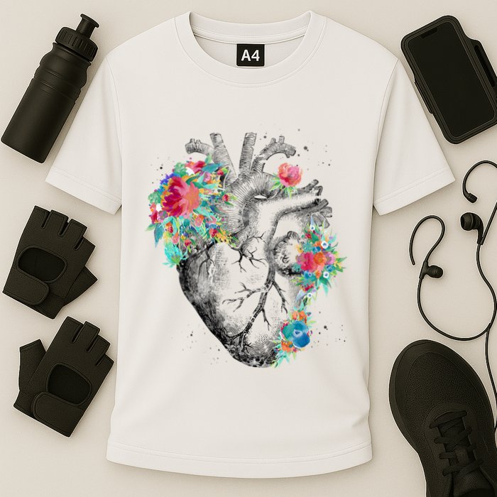 Anatomical Flower Heart Cooling Performance Crew T-Shirt