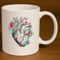 Anatomical Flower Heart 11oz C Handle Ceramic Mug