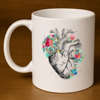 Anatomical Flower Heart 11oz C Handle Ceramic Mug