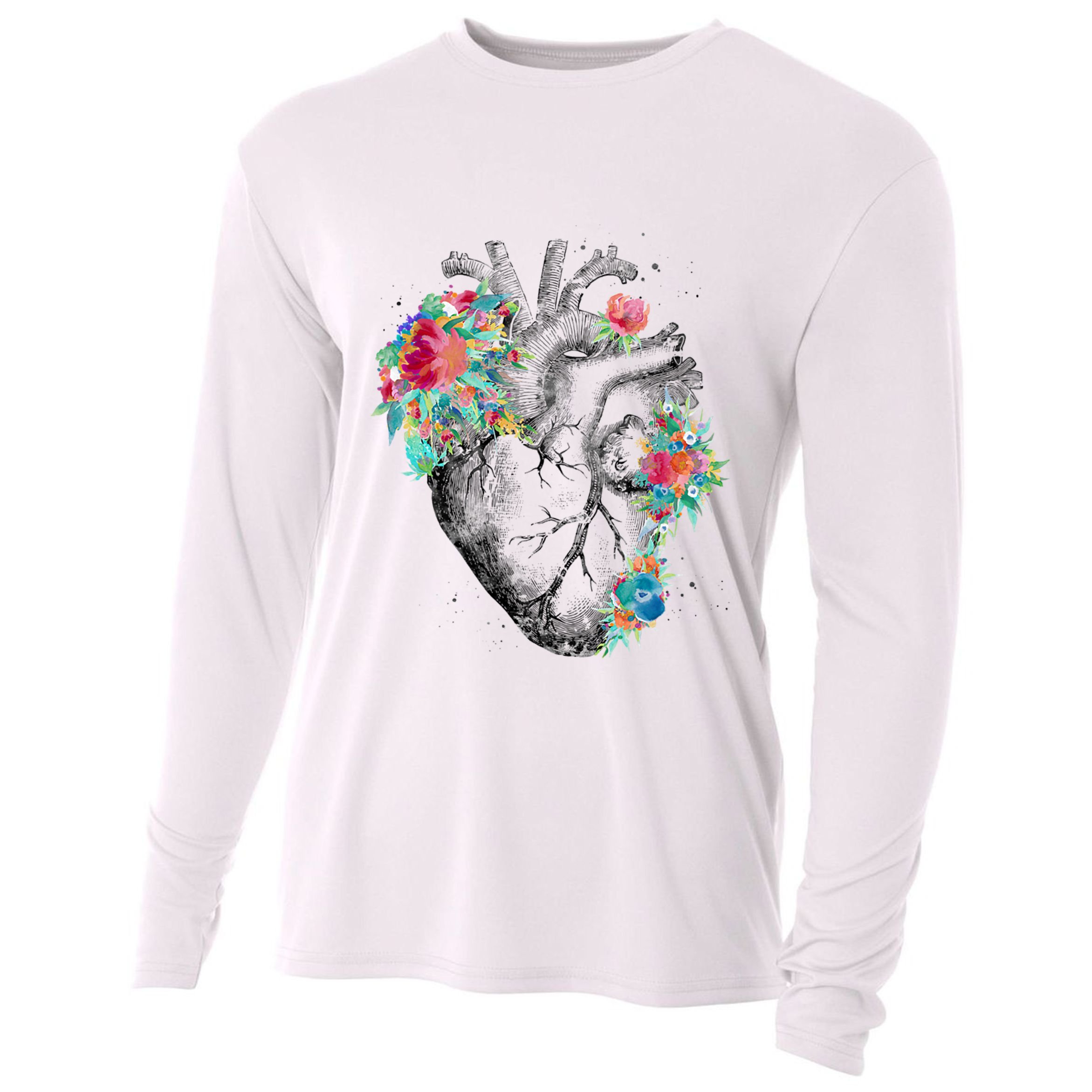 Anatomical Flower Heart Cooling Performance Long Sleeve Crew