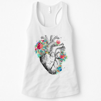Anatomical Flower Heart Womens Tank Top