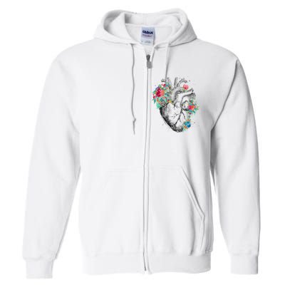 Anatomical Flower Heart Full Zip Hoodie