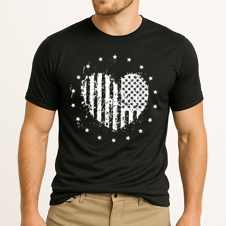 American Flag Heart 4th Of July Patriotic Love USA Cooling Performance Crew T-Shirt