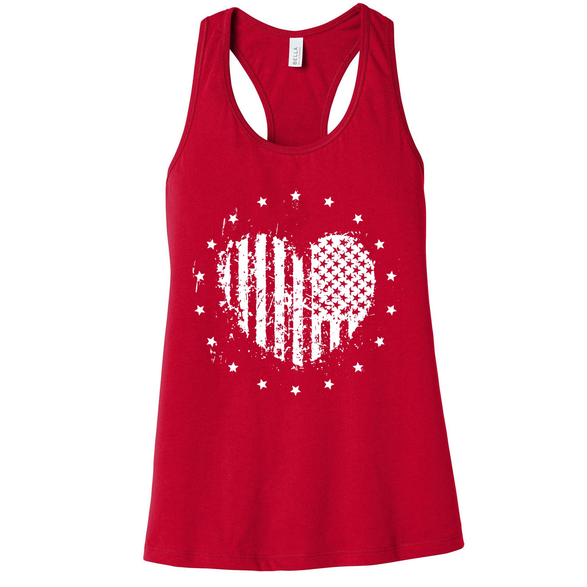 American Flag Heart 4th Of July Patriotic Love USA Womens Tank Top