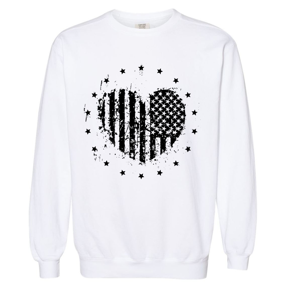 American Flag Heart 4th Of July Patriotic Love USA Garment-Dyed Sweatshirt