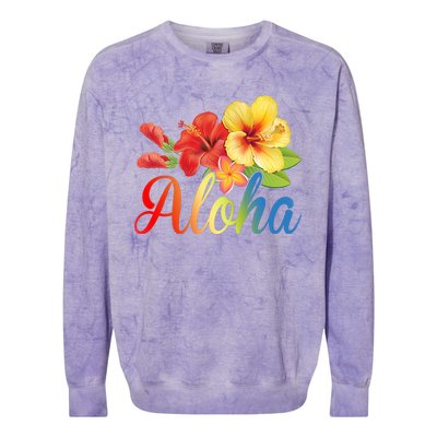 Aloha Floral Hawaiian Tropical Colorblast Crewneck Sweatshirt