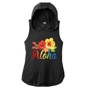 Aloha Floral Hawaiian Tropical Ladies PosiCharge Tri-Blend Wicking Draft Hoodie Tank