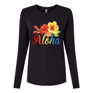 Aloha Floral Hawaiian Tropical Womens Cotton Relaxed Long Sleeve T-Shirt