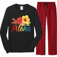 Aloha Floral Hawaiian Tropical Long Sleeve Pajama Set