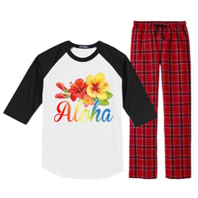 Aloha Floral Hawaiian Tropical Raglan Sleeve Pajama Set