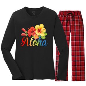 Aloha Floral Hawaiian Tropical Women's Long Sleeve Flannel Pajama Set 