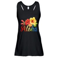 Aloha Floral Hawaiian Tropical Ladies Essential Flowy Tank