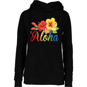 Aloha Floral Hawaiian Tropical Womens Funnel Neck Pullover Hood