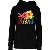 Aloha Floral Hawaiian Tropical Womens Funnel Neck Pullover Hood