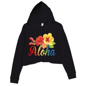 Aloha Floral Hawaiian Tropical Crop Fleece Hoodie