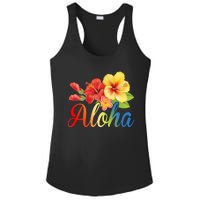 Aloha Floral Hawaiian Tropical Ladies PosiCharge Competitor Racerback Tank