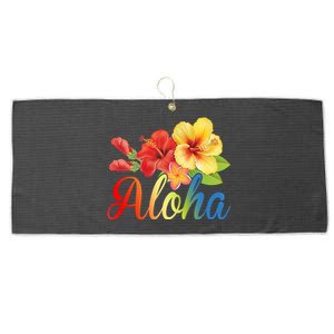 Aloha Floral Hawaiian Tropical Large Microfiber Waffle Golf Towel