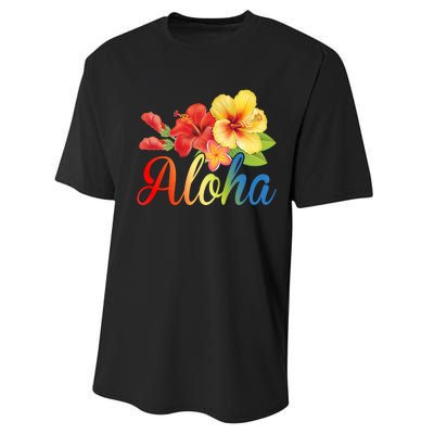 Aloha Floral Hawaiian Tropical Performance Sprint T-Shirt